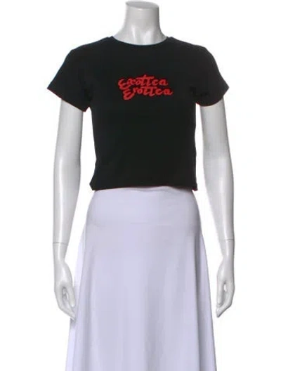 Pre-owned Réalisation Par Graphic Print Crew Neck Crop Top In Black