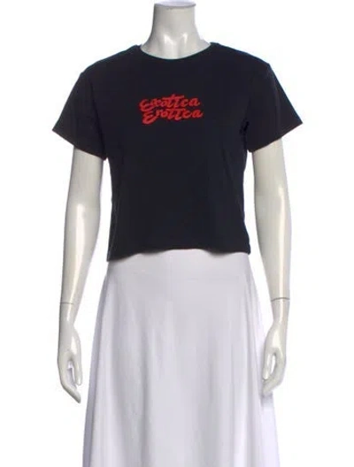 Pre-owned Réalisation Par Graphic Print Crew Neck Crop Top In Black