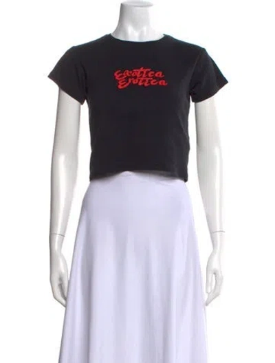 Pre-owned Réalisation Par Graphic Print Crew Neck Crop Top In Black