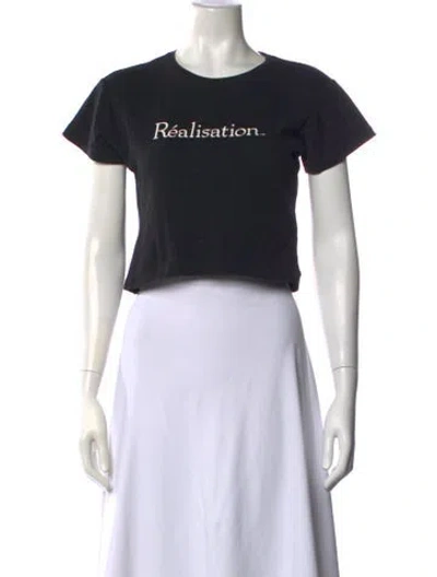 Pre-owned Réalisation Par Graphic Print Crew Neck Crop Top In Black