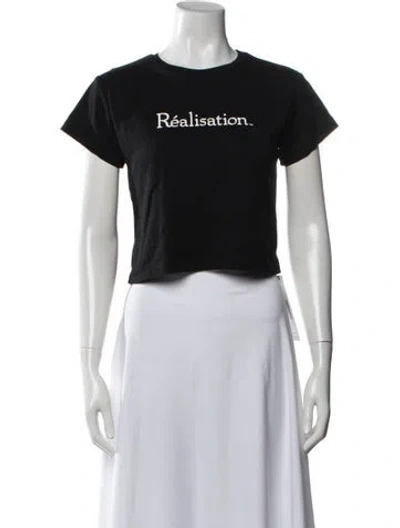 Pre-owned Réalisation Par Graphic Print Crew Neck Crop Top In Black