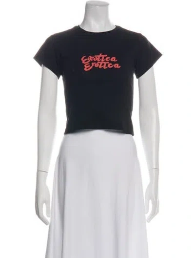 Pre-owned Réalisation Par Graphic Print Crew Neck Crop Top In Black