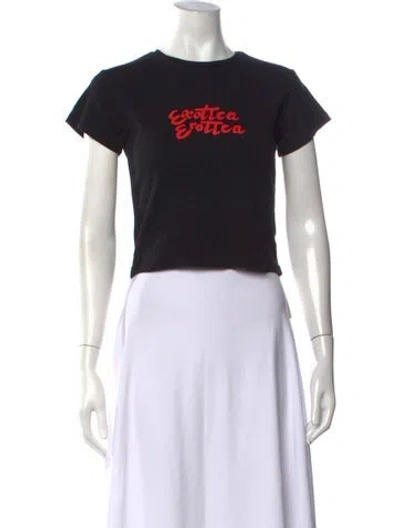 Pre-owned Réalisation Par Graphic Print Crew Neck Crop Top In Black