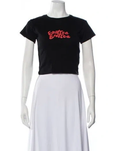 Pre-owned Réalisation Par Graphic Print Crew Neck Crop Top In Black