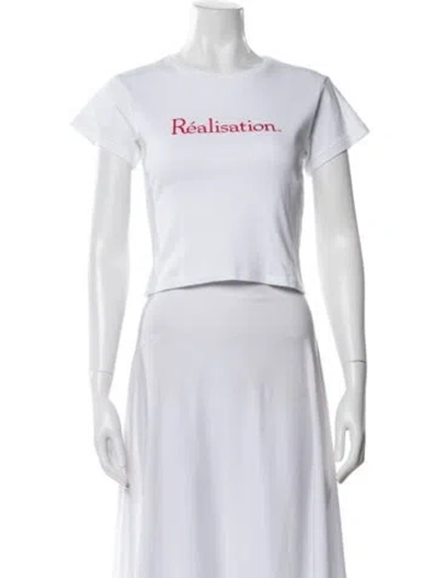 Pre-owned Réalisation Par Graphic Print Crew Neck Crop Top In White