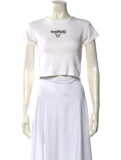 Pre-owned Réalisation Par Graphic Print Crew Neck Crop Top In White