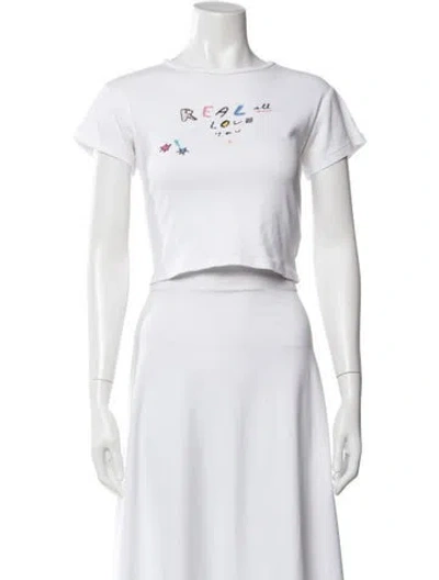 Pre-owned Réalisation Par Graphic Print Crew Neck Crop Top In White