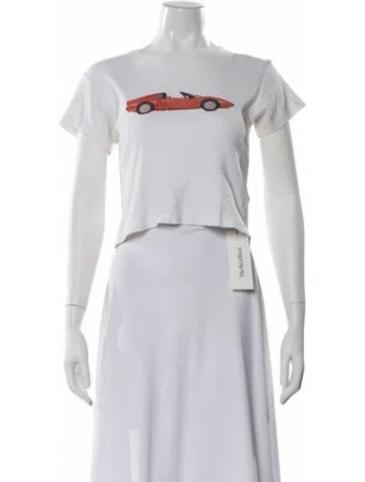 Pre-owned Réalisation Par Graphic Print Crew Neck Crop Top In White