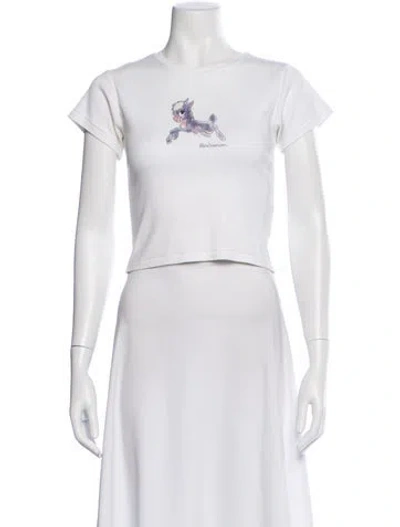Pre-owned Réalisation Par Graphic Print Crew Neck Crop Top In White