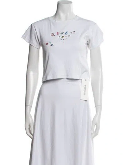 Pre-owned Réalisation Par Graphic Print Crew Neck Crop Top In White