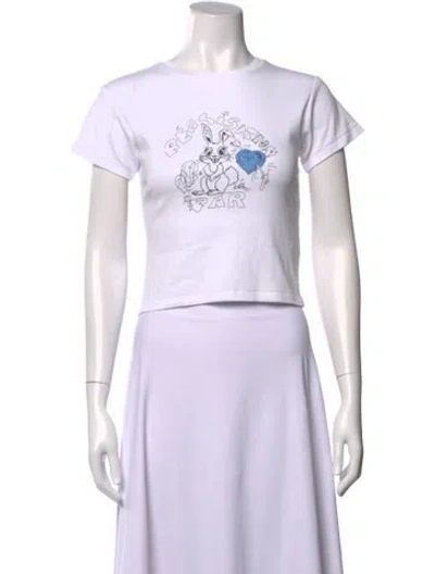 Pre-owned Réalisation Par Graphic Print Crew Neck Crop Top In White