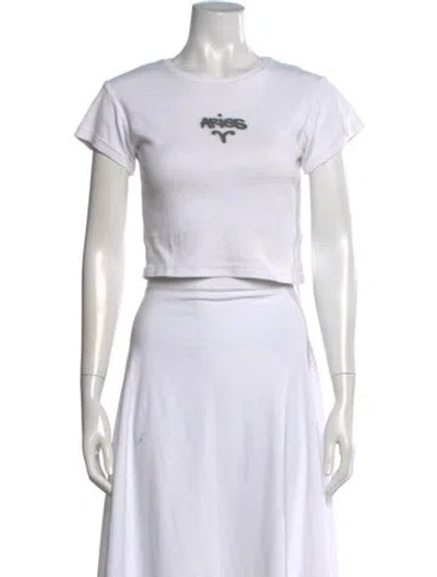 Pre-owned Réalisation Par Graphic Print Crew Neck Crop Top In White
