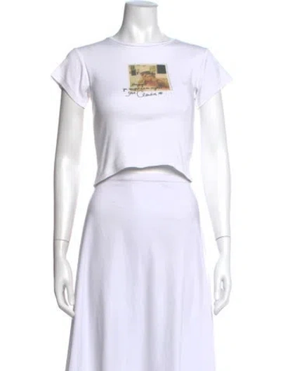 Pre-owned Réalisation Par Graphic Print Crew Neck Crop Top In White