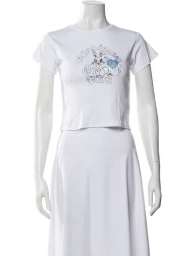 Pre-owned Réalisation Par Graphic Print Crew Neck Crop Top In White