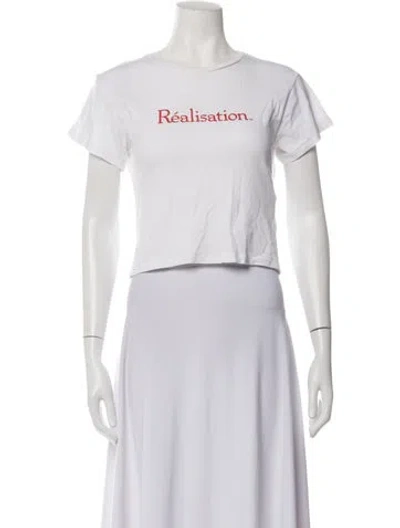 Pre-owned Réalisation Par Graphic Print Crew Neck Crop Top In White