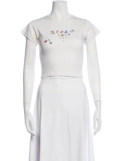 Pre-owned Réalisation Par Graphic Print Crew Neck Crop Top In White