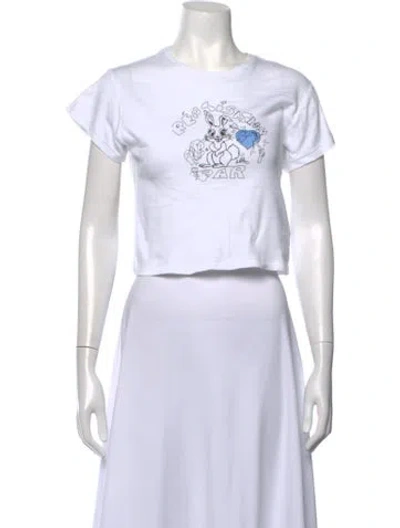 Pre-owned Réalisation Par Graphic Print Crew Neck Crop Top In White