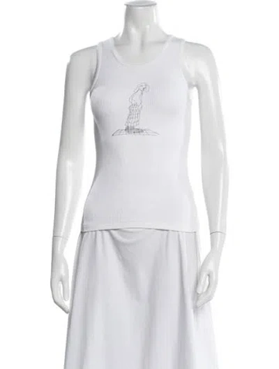 Pre-owned Réalisation Par Graphic Print Crew Neck Top In White