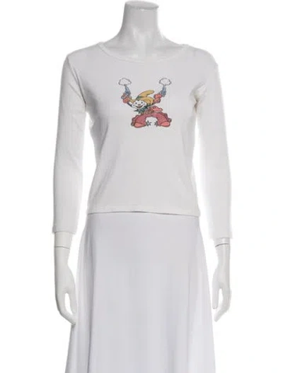 Pre-owned Réalisation Par Graphic Print Crew Neck Top In White