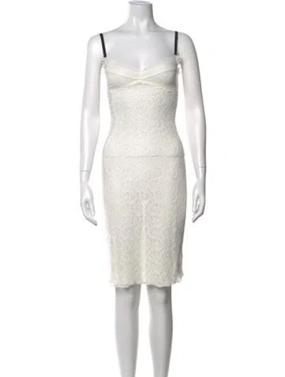 Pre-owned Réalisation Par Lace Pattern Knee-length Dress In White