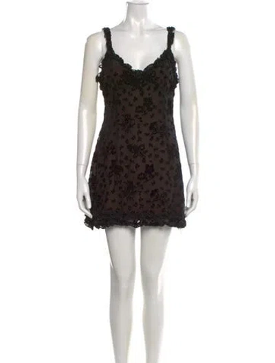 Pre-owned Réalisation Par Lace Pattern Mini Dress In Black