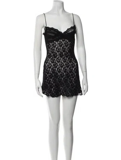 Pre-owned Réalisation Par Lace Pattern Mini Dress In Black