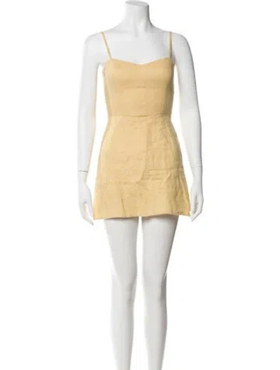 Pre-owned Réalisation Par Linen Mini Dress In Yellow