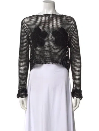 Pre-owned Réalisation Par Plaid Print Off-the-shoulder Crop Top In Black