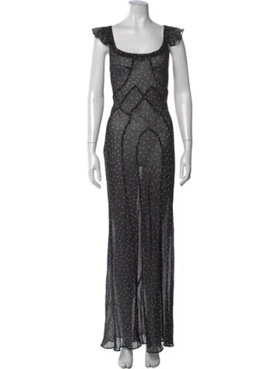 Pre-owned Réalisation Par Polka Dot Print Long Dress In Black