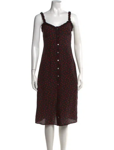 Pre-owned Réalisation Par Polka Dot Print Midi Length Dress In Black/red