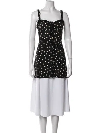 Pre-owned Réalisation Par Polka Dot Print Scoop Neck Top In Black