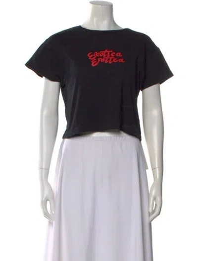 Pre-owned Réalisation Par Printed Crew Neck Crop Top In Black