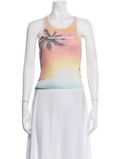 Pre-owned Réalisation Par Printed Crew Neck Top In White