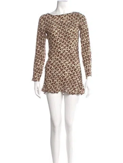 Pre-owned Réalisation Par Printed Mini Dress In Brown