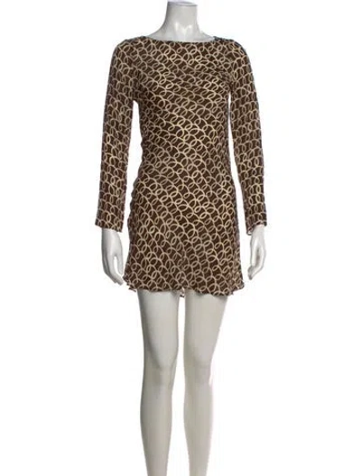 Pre-owned Réalisation Par Printed Mini Dress In Brown
