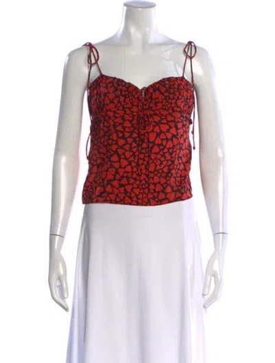 Pre-owned Réalisation Par Printed V-neck Crop Top In Black