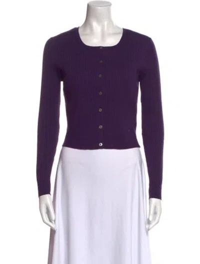 Pre-owned Réalisation Par Scoop Neck Long Sleeve Crop Top In Purple