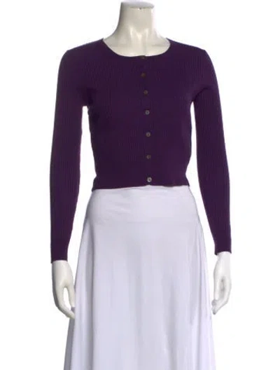 Pre-owned Réalisation Par Scoop Neck Long Sleeve Crop Top In Purple