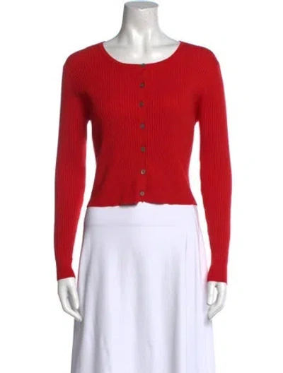 Pre-owned Réalisation Par Scoop Neck Long Sleeve Crop Top In Red