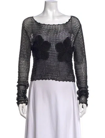 Pre-owned Réalisation Par Scoop Neck Long Sleeve Top In Black