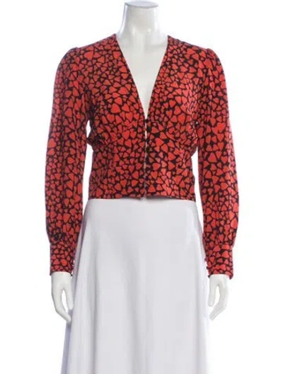 Pre-owned Réalisation Par Silk Animal Print Crop Top In Red