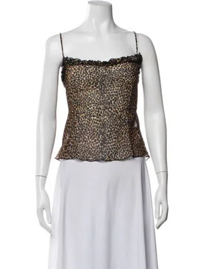 Pre-owned Réalisation Par Silk Animal Print Top In Black