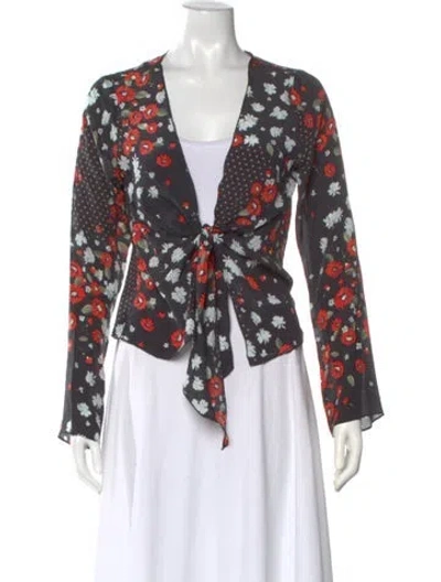 Pre-owned Réalisation Par Silk Floral Print Blouse In Black