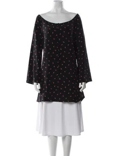 Pre-owned Réalisation Par Silk Floral Print Blouse In Black