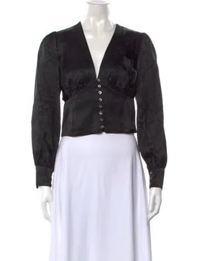 Pre-owned Réalisation Par Silk Floral Print Blouse In Black