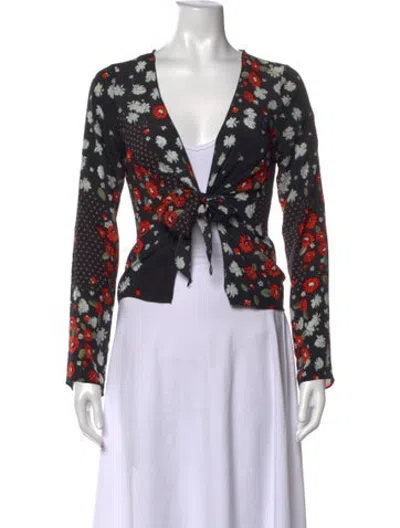 Pre-owned Réalisation Par Silk Floral Print Blouse In Black/red