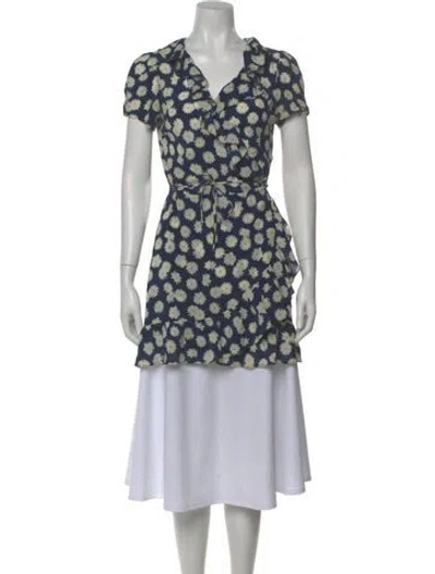 Pre-owned Réalisation Par Silk Floral Print Blouse In Blue