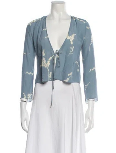 Pre-owned Réalisation Par Silk Floral Print Blouse In Blue