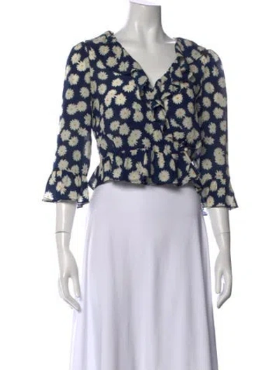Pre-owned Réalisation Par Silk Floral Print Blouse In Blue