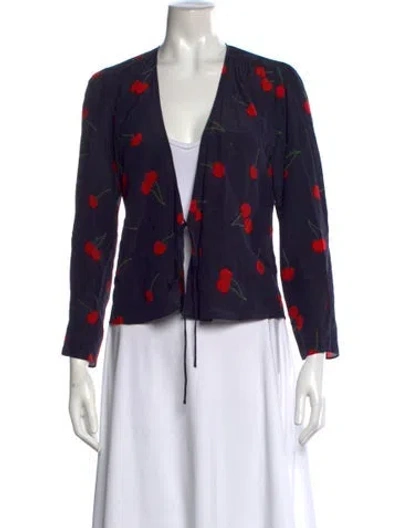 Pre-owned Réalisation Par Silk Floral Print Blouse In Blue